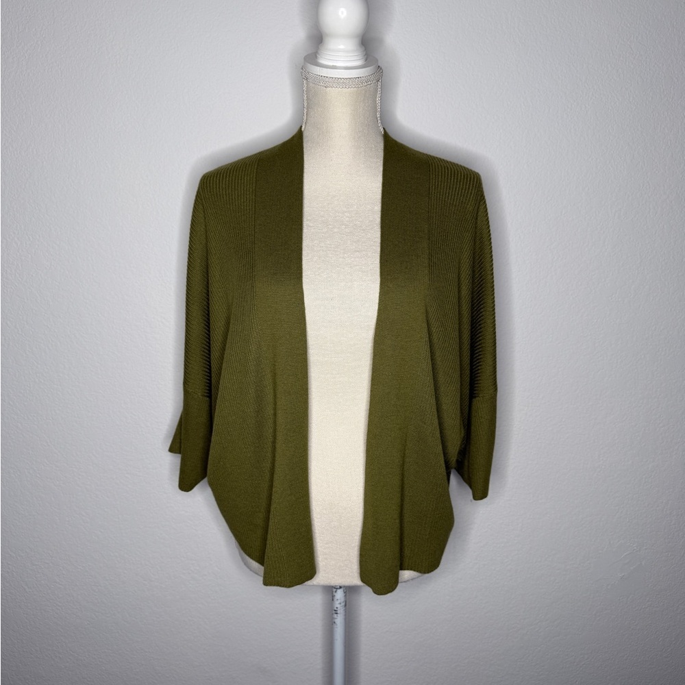 Lululemon Boxy Cashlu Knit Wrap Bronze Green Ribbed Open Front Size M/L